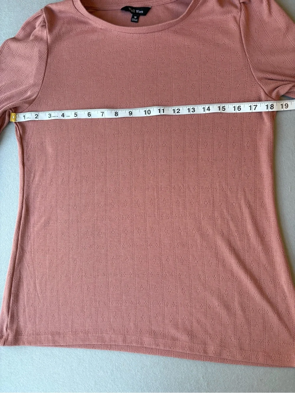 Well Worn Pointelle Dusty Pink Long Sleeve Knit Top sz M